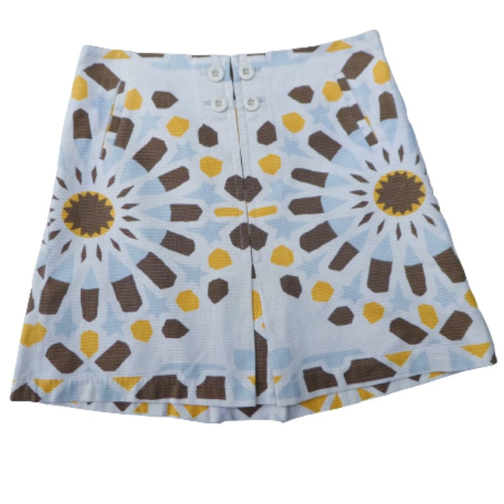 Elevenses Anthropologie Skirt Pleats Pockets Side Zip Lined Geo Shapes 12